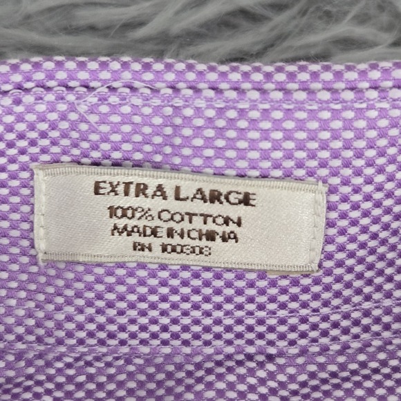 Peter Millar Mens XL Purple Polka Dot Long Sleeve Button Down Shirt - Picture 7 of 7